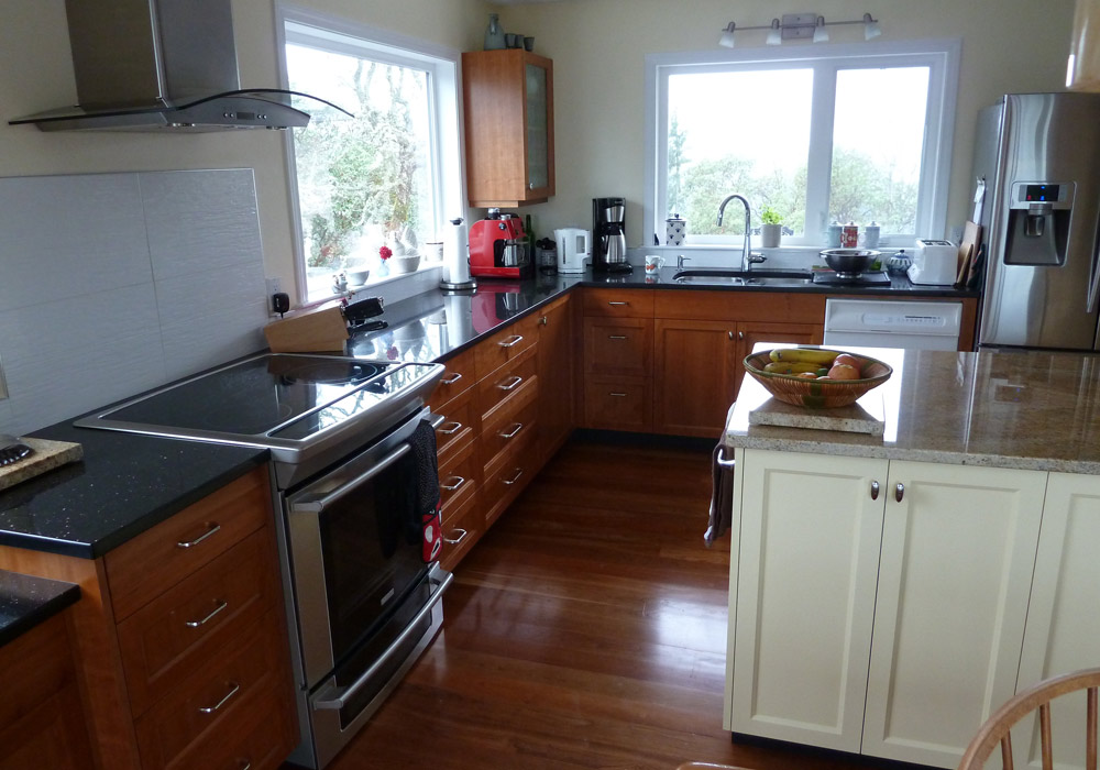 Cherry frameless cabinetry detail